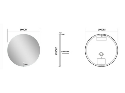 Ronde LED Badkamerspiegel Luca - Spiegelverwarming - 100cm