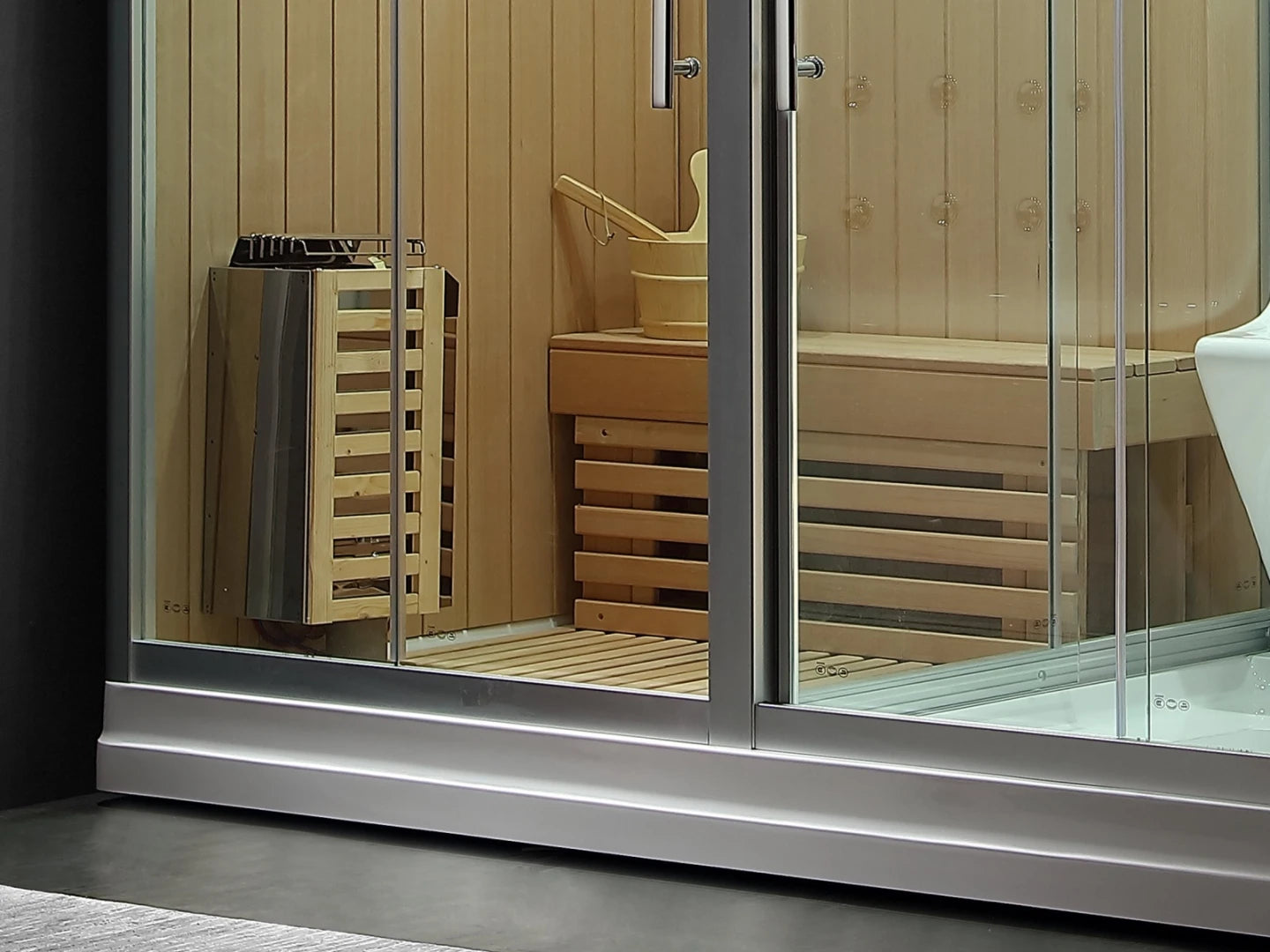 Sauna met stoomcabine - Rechts model - Pico Glans wit - 120x220x220cm