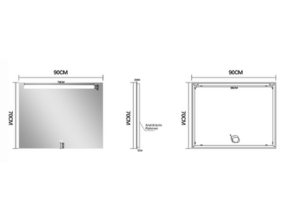 LED Badkamerspiegel Aruba - Spiegelverwarming - 90x70cm