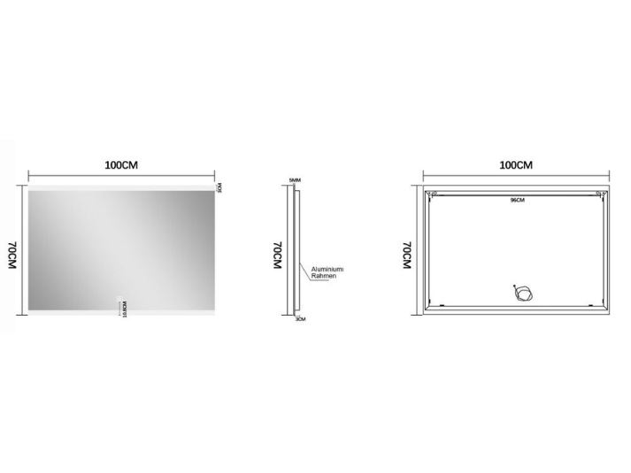 LED Badkamerspiegel Riga - Spiegelverwarming - 100x70cm