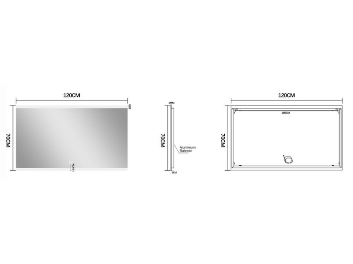 LED Badkamerspiegel Riga - Spiegelverwarming - 120x70cm